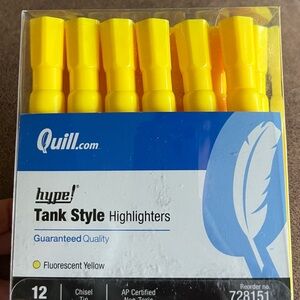 Package of 12 fluorescent yellow highlighters. Brand new chisel tip, non-toxic